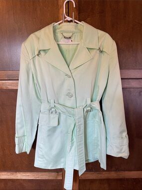 Ellabee Basic Women’s Bright Green Belted Trench Coat
